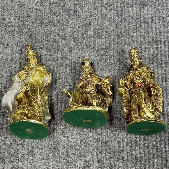 Christmas Nativity Set Of 9 Gold Tone Figures Heavy Duty Approx All Are‎ 5” x 2” - Picture 16 of 16